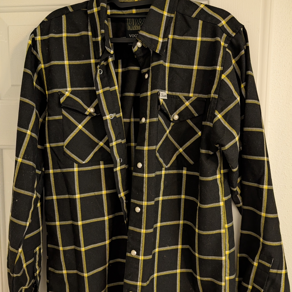 Men's Black and Yellow Plaid Shirt